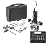 Trend T4Elk 110V 1/4In Compact Variable Speed Plunge Router 759W X6 1/4 Cutters