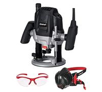 Trend T7 Workshop Router & Safety Accessories Set, T7EK Router (1/2 Inch, 2100W, 240V) with Air Stealth Dust Mask P3 Respirator & Safety Glasses, T7/SAFTEY/SET
