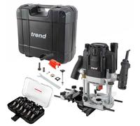 Trend T8EK 1/2in Dual Mode Plunge Router 240V with 12 Piece Cutter Set & Case