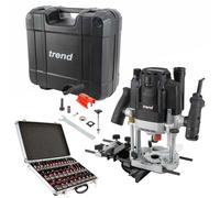 Trend T8EK 1/2in Dual Mode Plunge Router 240V with 35 Piece Cutter Set & Case