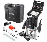 Trend T8K 240V 1/2In Trade Router 80mm Plunge Cut 2200W + 6 Piece Cutter Set
