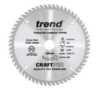 Trend The Craft Pro 160Mm Diameter 20Mm Bore 60 Tooth Fine Finish Cut Saw Blade For Hand Held Circular Saws Pk 1 CSB/16060