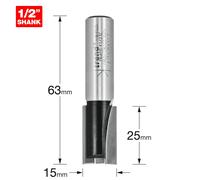 Trend Trade Straight Two Flute Router Cutter, 1/2 Inch Shank, 15mm Cut Diameter,