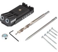 Trend Twin Pocket Hole Jig with HSS Drill Bit & Depth Setting Collar, Square Drive Bit & Pocket Hole Screws Selection, PH/JIG/C