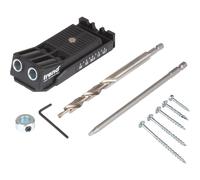 Trend Twin Pocket Hole Jig with HSS Drill Bit & Depth Setting Collar, Square Drive Bit & Pocket Hole Screws Selection, PH/JIG/C