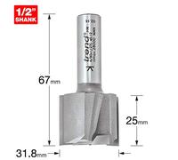 Trend Professional Two Flute Straight Router Cutter 31.8mm×25mm 1/2" Shank Tungsten Carbide