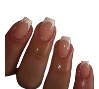 Trend Women Girls 24Pcs/Set Short Ballet Pink French White Border Full Coverage Wearable Fake Nail Press On Nail Art Detachable Manicure Autumn Winter Luxury Decoration