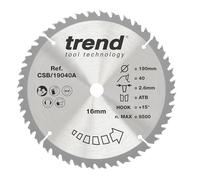Trend CRAFTPRO Wood Cutting Saw Blade 190mm 40T 16mm