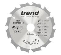 Trend Craft Saw Blade CSB/19012, 190mm, 12 Teeth, 30mm Bore