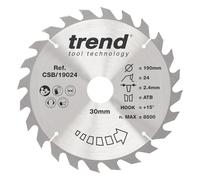 Trend CRAFTPRO Non Stick Wood Cutting Saw Blade 190mm 24T 30mm