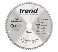 Trend Wood Circular Saw Blade 260mm 80T 30mm Bore, Extra-Fine Finish