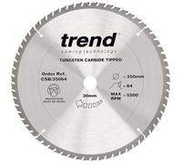 Trend Wood Circular Saw Blade, 350mm Diameter, 30mm Bore, 64 Teeth, 2.8mm Kerf, +15° Hook, TCT, Medium Finish, CSB/35064