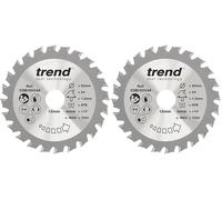 Trend Wood Circular Saw Blade, 85mm Diameter, 15mm Bore, 24 Teeth, 1.2mm Kerf, +14° Hook, TCT, Fine Finish, CSB/8524A (Pack of 2)
