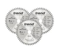 Trend Wood Circular Saw Blades, 160mm Diameter, 20mm Bore, 48 Teeth, 2.2mm Kerf, +15° Hook, TCT, Fine Finish, 3 Pack, CSB/160/3PK