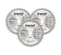 Trend Wood Circular Saw Blades, 165mm Diameter, 20mm Bore, 48 Teeth, 2.2mm Kerf, +15 Hook, TCT, Fine Finish, 3 Pack, CSB/165/3PK/A