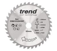 Trend Wood Cordless Atbr Mitre Saw Blade 250Mm X 30Mm X 36T CSB/CC25036T