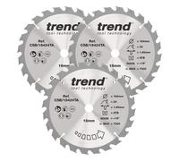 Trend Wood Cordless Circular Saw Blade 184Mm X 16Mm X 24T 3 Pack CSB/184/3PK/A