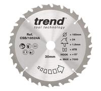 Trend Wood Cordless Circular Saw Blade 185Mm X 30Mm X 24T CSB/18524A