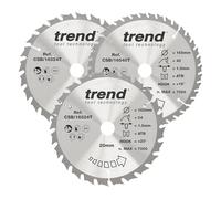 Trend 165mm Circular Saw Blade Mixed Triple Pack 2 x 24T + 1 x 40T