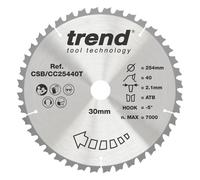 Trend Wood Cordless Mitre Saw Blade, 254mm Diameter, 30mm Bore, 40 Teeth, 2.1mm