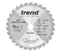 Trend Wood Mitre Saw Blade, 210 mm, 30T, TCT, -5° Hook, Medium Finish