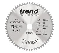 Trend Wood Mitre Saw Blade, 254mm Diameter, 30mm Bore, 60 Teeth, 3mm Kerf, -5° Hook, TCT, Fine Finish, CSB/CC25460