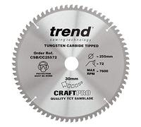 Trend Wood Mitre Saw Blade, 255mm Diameter, 30mm Bore, 72 Teeth, 2.4mm Kerf, -5° Hook, TCT, Extra-Fine Finish, CSB/CC25572