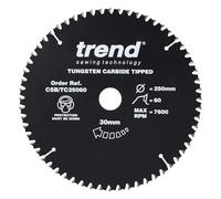 Trend Wood PTFE Circular Saw Blade 250mm 60T 30mm Bore, 3mm Kerf