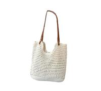 Trend Woven Bag With Large Capacity And Good Looks For Traveling To The Seaside And Vacation Beach Bag(Blanc)