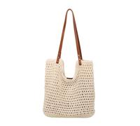Trend Woven Bag With Large Capacity And Good Looks For Traveling To The Seaside And Vacation Beach Bag(Beige)