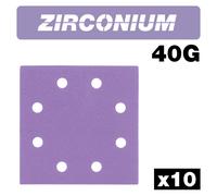 Trend Zirconium 1/4 Sheet 114 x 110mm 40 Grit Sanding Sheets, AB/QTR/40Z, Pack of 10