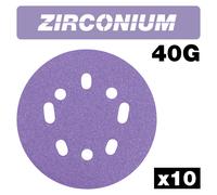 Trend Zirconium Random Orbital Sanding Disc 10Pc 125Mm 40 Grit Pk 1 AB/125/40Z