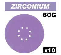 Trend Zirconium 225mm Random Orbit 60 Grit Abrasive Sanding Disc, AB/225/60Z, Pack of 10