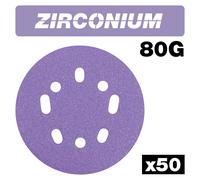 Trend Zirconium 125mm Random Orbit 80 Grit Abrasive Sanding Disc, AB/125/80Z/B, Pack of 50
