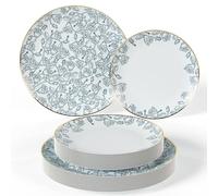 Trendables 40-Piece Plastic Disposable Plates Set For 20 Guests | 8" & 10" Dessert & Dinner Floral Plates | Wedding Ready