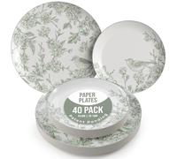 Trendables Floral Paper Plates 8.5 Inch & 10.5 Inch 40 Pcs Dinner Plate Set Fancy Plates for Party for 20 Guests 20" X 8" & 20" X 10" Large & Small Paper Plate Set for Parties - Yaffa