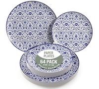 Trendables Heavy Duty Paper Plates Set for 32 Guests - 32 Each of 8-inch and 10-inch Plates for Party - Fancy 64 Piece Dinnerware Set for All Occasions | Floral Design, Florentine
