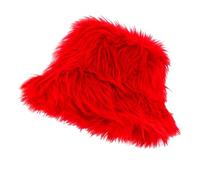 TrendandStylez Plush Hat Fishing Hat - Fluffy Fur Hat for Men and Women, Ideal Costume Accessory for Festival, Rave, 90s Party & Fancy Dress, Warm Winter Hat in Many Colours (Red)
