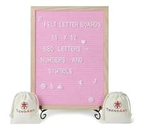 TrendArti Felt Letter Board - 680 Letters, Numbers & Symbols, 16 x 12 Inches, Interchangeable Message Board for Notes and Announcements, Wooden Frame, 2 Storage Bags, Brown Frame