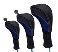 Trendbox Golf Head Cover, 3pc Set Golf Wood Club Headcovers with Interchangeable No. Tag Novelty Durable Protective Case Fit Woods Clubs, Blue