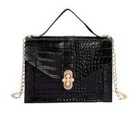 trendbris Ladies Fashion Hasp Chain Small Square Bag Shoulder Bag Messenger Bag Bag Laptop Shoulder Bag (Black, One Size)