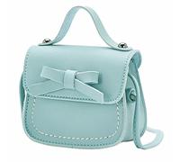 trendbris Little Girl's Leather Shoulder Bag For Girls One Shoulder Bag Solid Color Bowknot Fashion Shoulder Kids Cute Shoulder Bag (Blue, One Size)