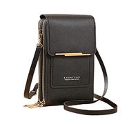 trendbris Women's Foreign Trade Multifunctional Single Shoulder Touchscreen Phone Wallet PU Leather Crossbody Bag Extra Large Shoulder Bag (Black, One Size)