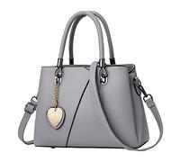 trendbris Women's Korean Version Of Solid Color Color Blocking Multi Function Large Capacity Single Shoulder Messenger Bag Handbag Light Heart (Grey, One Size)