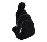 trendbris Women's Pure Color Bag Women's Bag New Velvet Canvas Bag Casual Single Shoulder Crossbody Bag Lunch Bag with Shoulder Strap (Black, One Size)