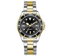 TrendClub100 Stainless Steel Watch Quartz Waterproof for Men, Black - Gold, Bracelet