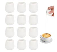 Trendecor 12 PCS White Small Porcelain Milk Jug, 60ml Mini Milk Jug Porcelain Syrup Server Mini Creamer Jugs Without Handle Reusable Fingerprint Creamer Pitcher for Serving Milk Coffee Tea