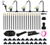 Trendecor 20M Automatic Irrigation System Kit, 360° Bendable Drip Irrigation System with 20 Adjustable Misting Nozzles Atomizing Copper Nozzle for Patio Garden Greenhouse Watering
