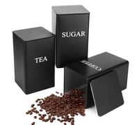 Trendecor Tea Coffee Sugar Canisters 1000ML 3 Pack Storage Canister Set, Metal Canister Storages Jar Container Set With Airtight Lid, Decorative Storage Tins for Home Kitchen
