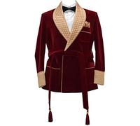 Trendfashion Men's Velvet Smoking Jacket Robes Designer, Party Wear Coat (Marron,_52)